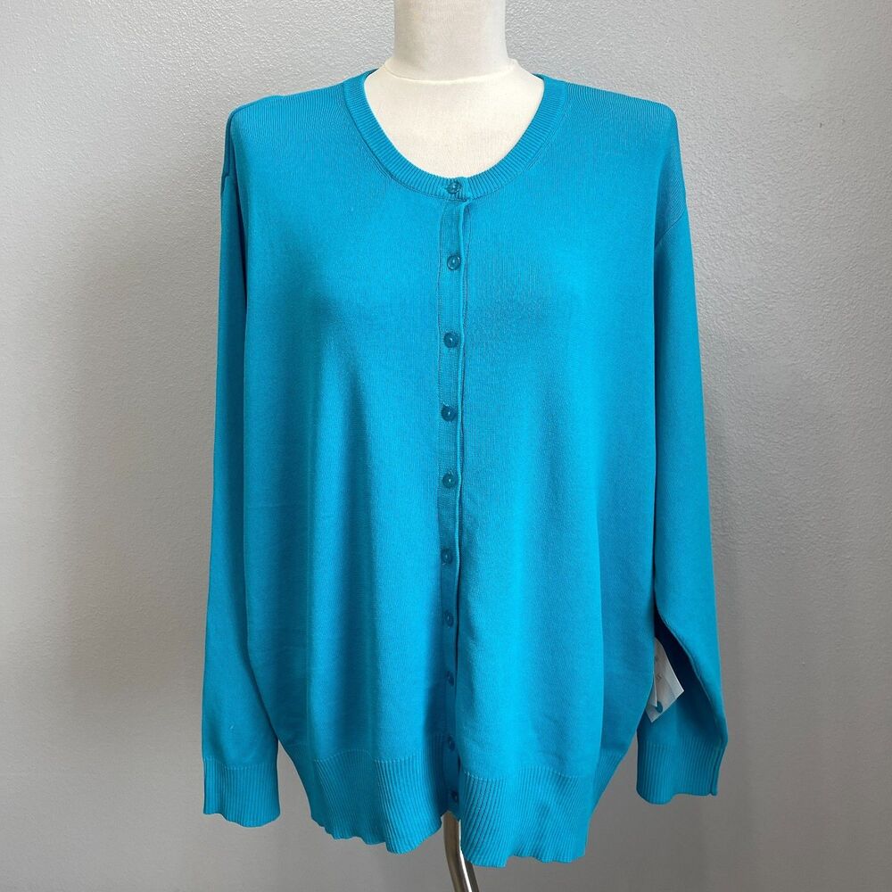 Joseph A.‎ Women's Cardigan Knit Sweater Size 3X Blue Long Sleeve NWT